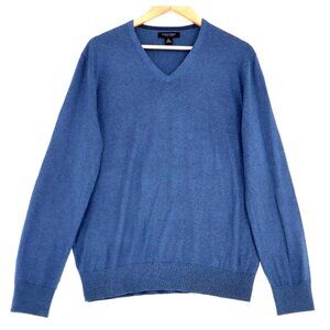 Banana Republic Luxury Silk Blend Blue V-Neck Sweater L Streetwear Casual Preppy